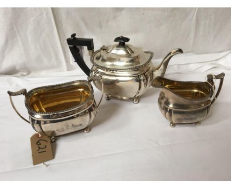  Sale Item:    3 PCE SILVER TEA SERVICE   Vat Status:   No Vat   Buyers Premium:  This lot is subject to a Buyers Premium of 