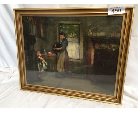  Sale Item:    OIL PAINTING WOMAN IN KITCHEN   Vat Status:   No Vat   Buyers Premium:  This lot is subject to a Buyers Premiu