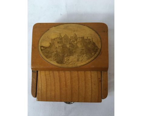  Sale Item:    MAUCHLINE DUNDEE CASTLE BOX WITH QUARTZ POCKET WATCH  Vat Status:   No Vat   Buyers Premium:  This lot is subj