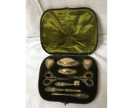  Sale Item:    MAPPIN &amp; WEBB CASED SILVER MANICURE SET (AF)  Vat Status:   No Vat   Buyers Premium:  This lot is subject 