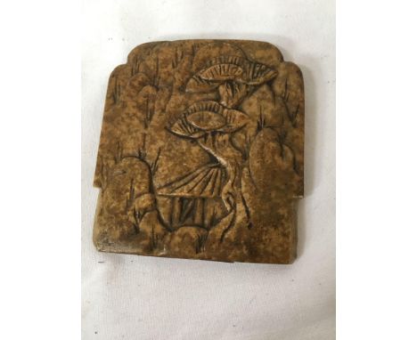  Sale Item:    CHINESE SOAPSTONE CARVED TABLET   Vat Status:   No Vat   Buyers Premium:  This lot is subject to a Buyers Prem