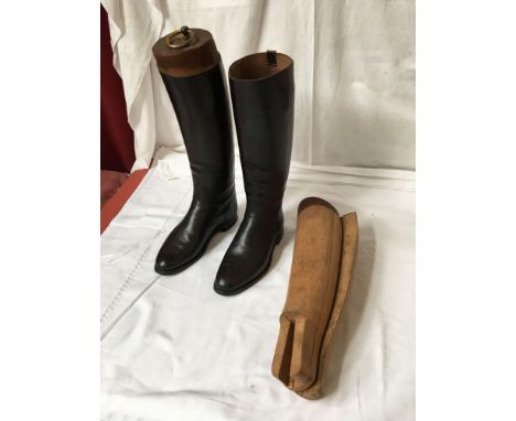  Sale Item:    PAIR RIDING BOOTS &amp; STRETCHERS   Vat Status:   No Vat   Buyers Premium:  This lot is subject to a Buyers P