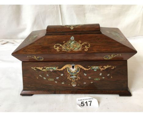  Sale Item:    INLAID TEA CADDY (AF)- KEY IN OFFICE  Vat Status:   No Vat   Buyers Premium:  This lot is subject to a Buyers 