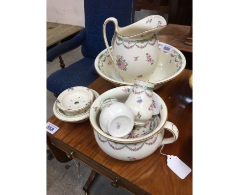  Sale Item:    FLORAL EWER &amp; BASIN SET   Vat Status:   No Vat   Buyers Premium:  This lot is subject to a Buyers Premium 
