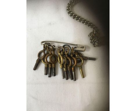  Sale Item:    SILVER POCKET WATCH CHAIN &amp; KEYS   Vat Status:   No Vat   Buyers Premium:  This lot is subject to a Buyers