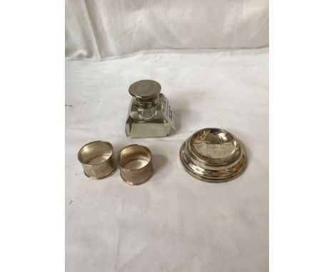  Sale Item:    2 NAPKIN RINGS BLOTTER ETC   Vat Status:   No Vat   Buyers Premium:  This lot is subject to a Buyers Premium o