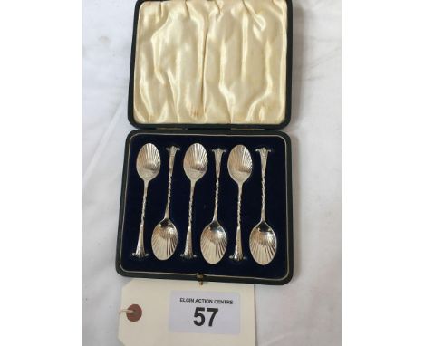  Sale Item:    CASED SET 6 SILVER TEASPOONS   Vat Status:   No Vat   Buyers Premium:  This lot is subject to a Buyers Premium