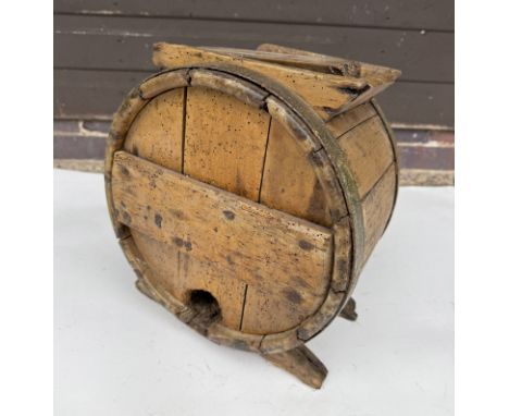 Antique wood and iron butter churn.  All parts present.