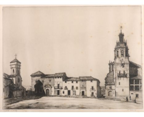 WILLIAM STRANG RA (1859-1921)
Plaza Mayor, Ronda
Etching, Trial B, signed in pencil, 25cm x 34cm CONDITION REPORT: Print and 
