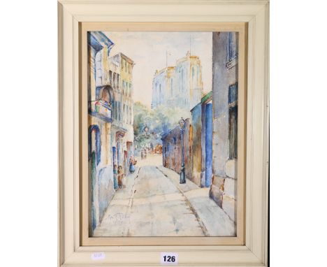HOPE K RITCHIE (Fl. 1920-1939)
An old quarter of Paris
Signed and dated 1929, watercolour, 37cm x 27cm