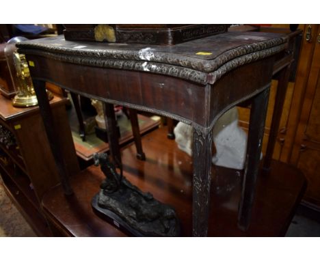A Chippendale style carved mahogany serpentine card table, 81cm wide.&nbsp; 