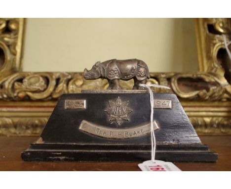 An Assam Valley Light Horse presentation to 'Tpr R H Blake', 16.5cm wide.&nbsp; 