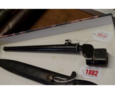 A British Military LIA 3 bayonet knife and steel scabbard, having 20cm blade; together with a British spike bayonet and steel