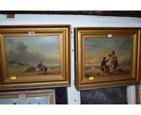 English School, 19th century, fisher folk, oil on panel, 23 x 30cm; together with another similar.&nbsp;&nbsp; 