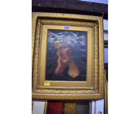 European School, a portrait of a lady, oil on canvas, 24.5 x 19cm. 