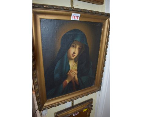 Continental School, 19th century, a head and shoulders portrait of The Virgin Mary, oil on canvas, 31 x 25cm.&nbsp; &nbsp;&nb