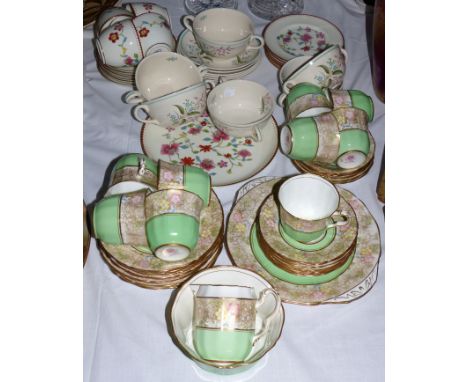 A 1930's "Braemar" tea set, 36 pieces approx; a Royal Worcester "Astley" part tea set, 17 pieces approx; 6 Crown Ducal Susie 