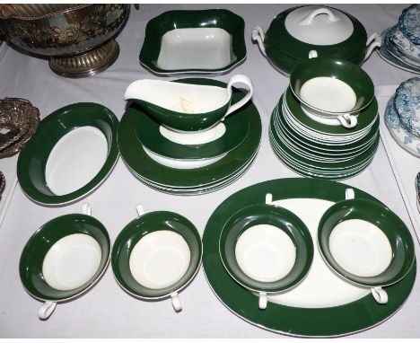 A Spode part dinner service bordered in green