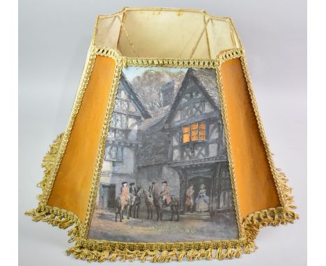 A 1950s Standard Lamp Shade, Tavern Scenes