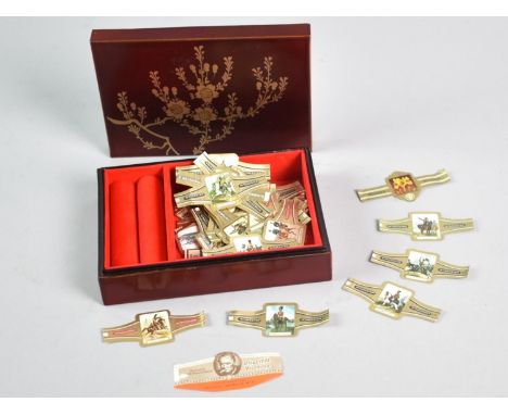 A Modern Oriental Jewellery Box Containing Sixty Cigar Bands Depicting The English and French Cavalry