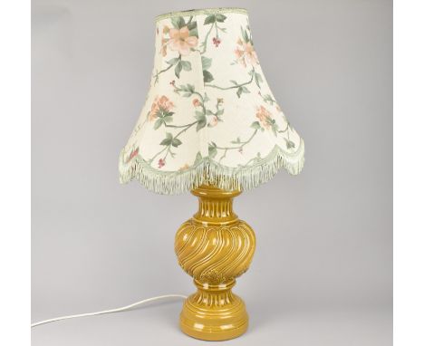 A Large Ceramic Vase Shaped Table Lamp with Shade, Overall Height 80cms
