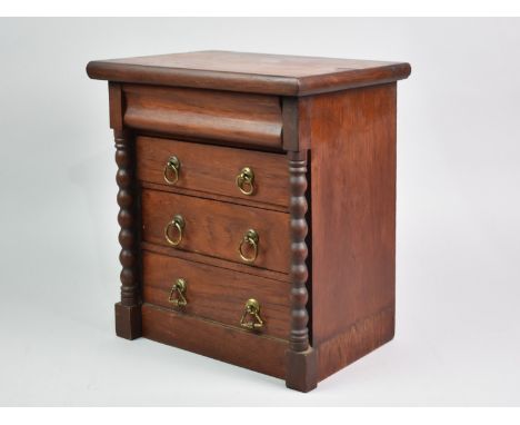 A Late 19th Century Mahogany Apprentice Piece Collectors Chest in the Form of a Scottish Chest of Three Drawers with Secret D