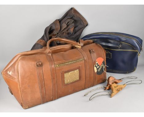 Three Vintage Bags to Include Leather Overnight Example with Luggage Labels for "B Orient Line" Together with Two Vintage Clo