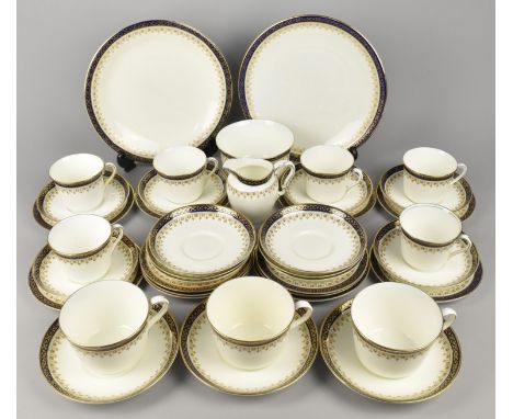 An Early 20th Century Bishop Cobalt Blue and Gilt Trim Service to Comprise Six Small Cups, Twelve Saucers, Twelve Side Plates