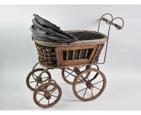 A Vintage Victorian Style Dolls Pram, 47cms Wide
