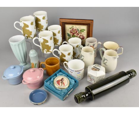A Collection of Various Ceramics to Comprise Set of Six Royal Worcester Gold Bird &amp; Butterfly Mugs, Portmeirion Rolling P