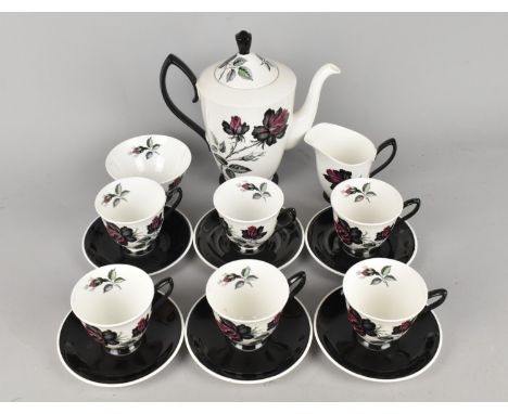 A Royal Albert Masquerade Coffee Set for Six to Comprise Cups, Saucers, Coffee Pot, Milk Jug and Sugar Bowl