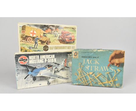 Two Vintage Airfix Model Kits, RAF Emergency Set and Mustang P51 D/K, together with a Waddingtons Jack Straws Game