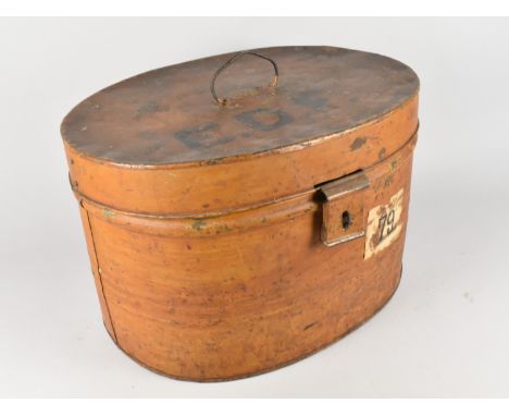 A Vintage Scumble Glazed Oval Hat Tin, 45cms Wide and 28cms High