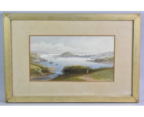 A Framed 19th Century Watercolour Depicting Falmouth Harbour by T Harp, SSA, 33x18cms