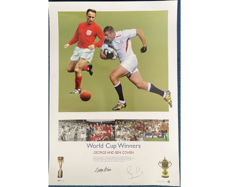 World Cup Winners George and Ben Cohen signed 23x16 limited edition montage print 149/500. Good condition. All autographs com
