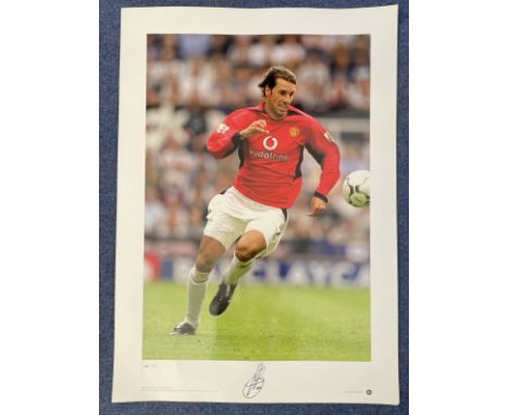 Ruud Van Nistelrooy signed 24x16 overall Legends Series big blue tube print limited edition 118/500 pictured in action for Ma