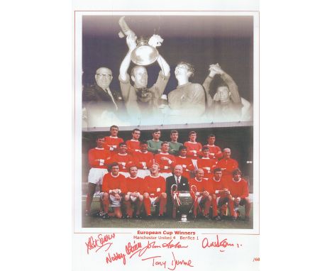 Football Manchester United 1968 European Cup Winners multi signed 16x12 multi signed montage print limited edition signatures