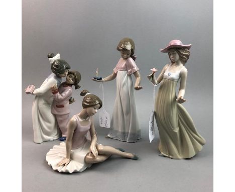 FOUR NAO FIGURES, including a girl with flowers, ballerina and two anothers (4)