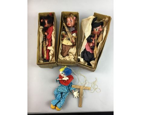 LOT OF SIX PELHAM PUPPETS, including three boxed examples, along with another puppet