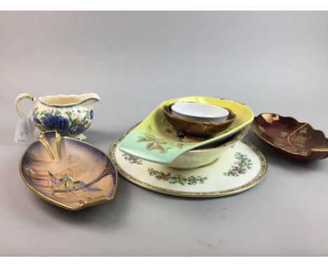 HAND PAINTED DISH BY GLASGOW GIRL AGNES BAIN HERBERT, with floral decoration, 14cm diameter, along with a collection of ceram