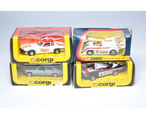Corgi group of four diecast cars, three of racing theme. Look mostly excellent in original boxes.