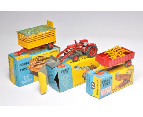 Corgi trio of farm related issues including Beast Carrier (excellent in excellent box), farm trailer and Massey Ferguson Trac
