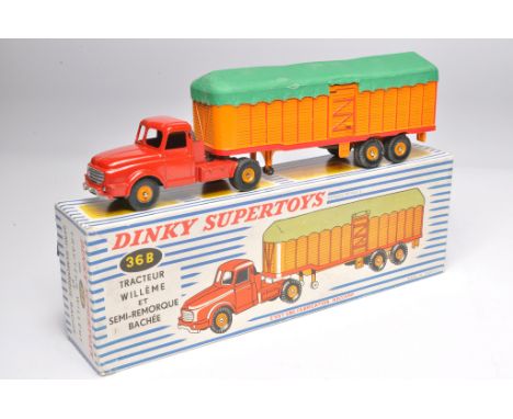 French Dinky No. 36b Willeme Tractor Livestock Transporter. Displays mostly excellent with little sign of wear. In very good 