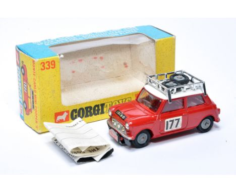 Corgi No. 339 BMC Mini Cooper S Monte Carlo. Red / White with red interior, RN177, plus chrome hubs. Displays generally very 
