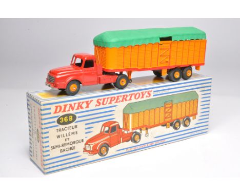 French Dinky No. 36b Willeme Tractor Livestock Transporter. Displays mostly excellent with little sign of wear. In very good 