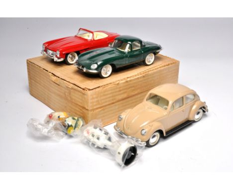 Unusual Friction Driven (Hong Kong) Gift Set comprising trio of approx 1/20 scale vehicles - Volkswagen, Mercedes and Jaguar.