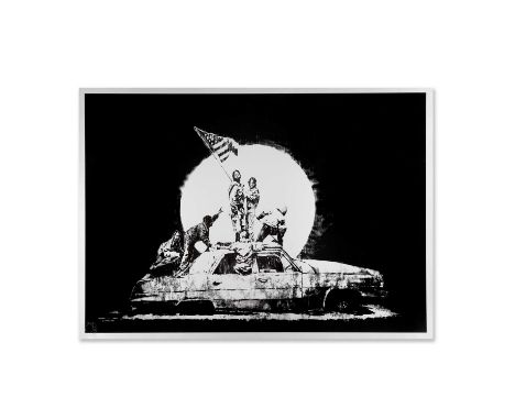 Banksy (British 1974-), ‘Flag (Silver)’, 2006, screenprint on silver cheomalux paper, numbered from an edition of 1000 in bla