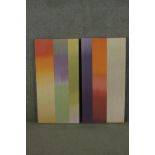 Ptolemy Mann, American, 1972, 'Colour study 3+4', a two panel hand dyed and woven artwork with an