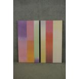 Ptolemy Mann, American, 1972, 'Colour study 1+2', a two panel hand dyed and woven artwork with an