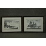 Two two framed and glazed 19th century engravings. A West view of London from the Bridge and a North